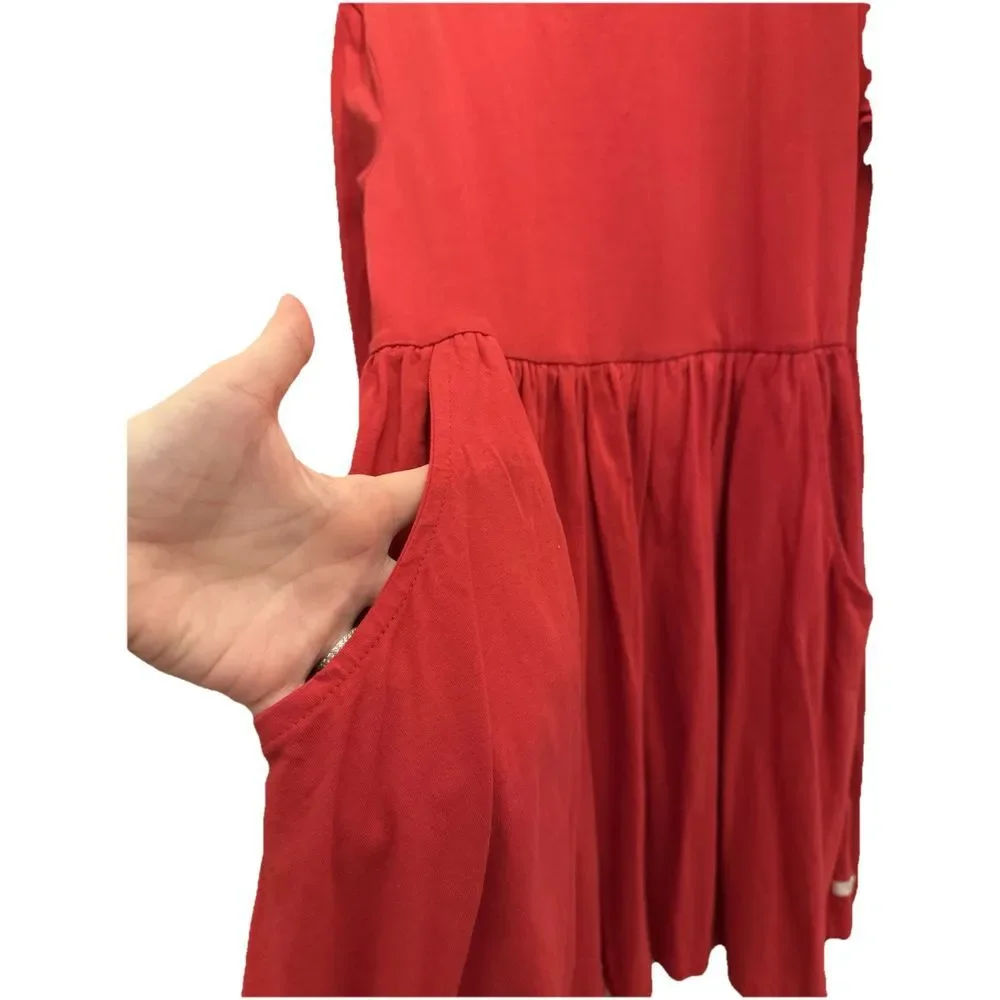 Rufflebutts Solid Red Twirl Dress‎ Pockets Bow Sz 8